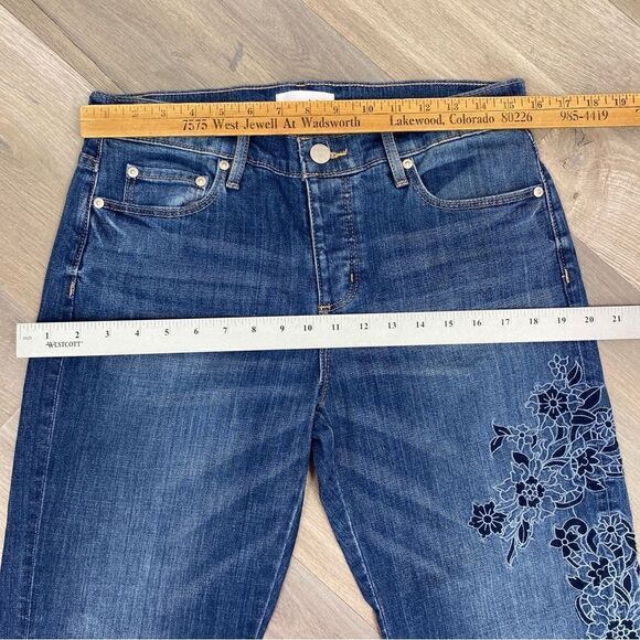 Loft Floral Embroidered Boyfriend Jeans Cropped Raw Hem Blue 4 27 - Picture 13 of 14